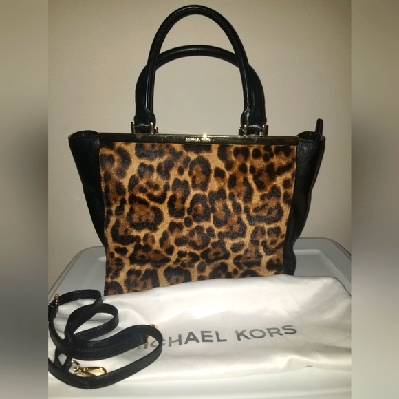 ❌ Sold ❌ Michael Kors Lana Leopard Print Haircalf Leather Bag - Picture 1 of 10